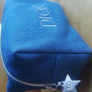 NEW Christian DIOR denim Jean Cosmetic Toiletry Clutch Pouch Bag